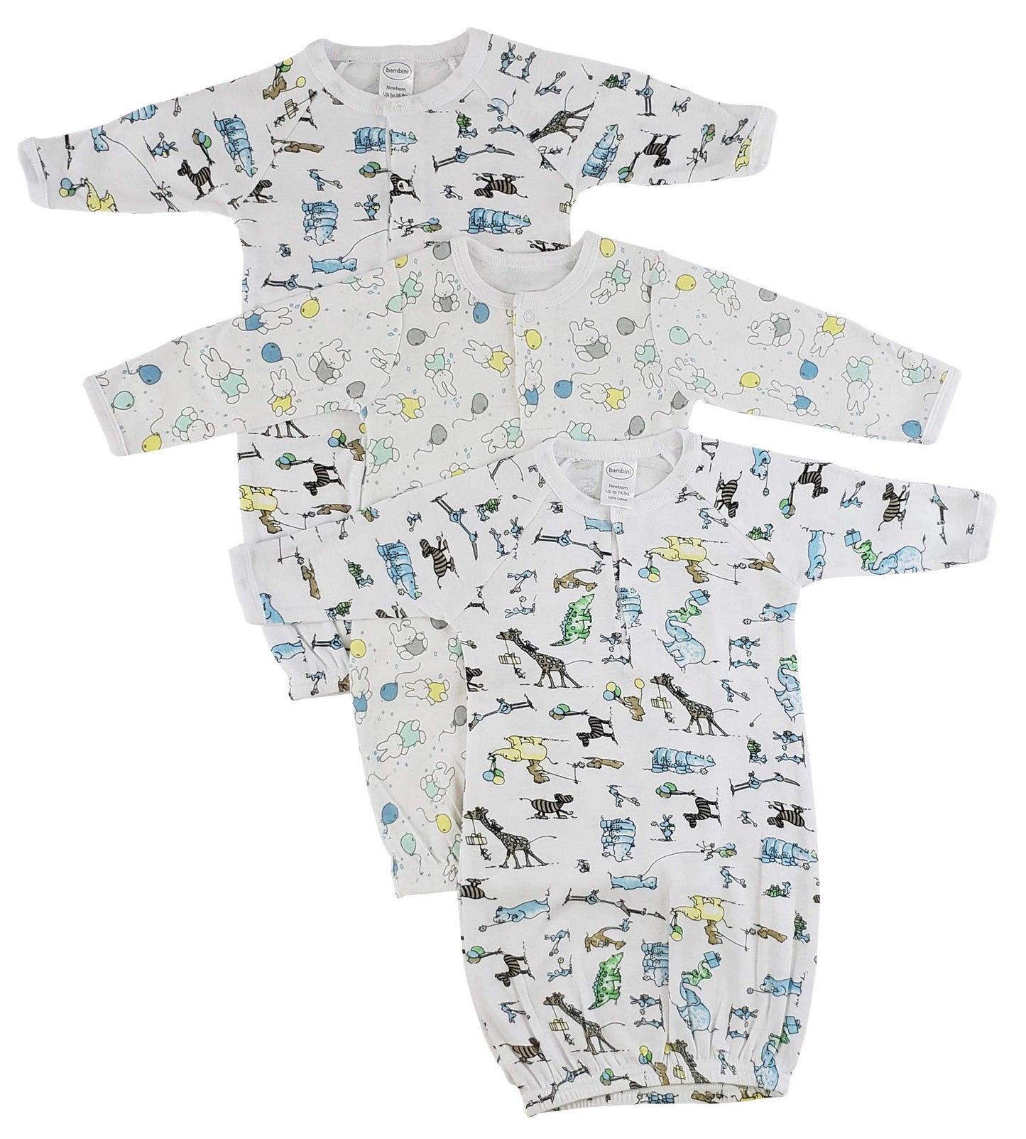 Bambini Infant Gowns - 3 Pack - Newborn