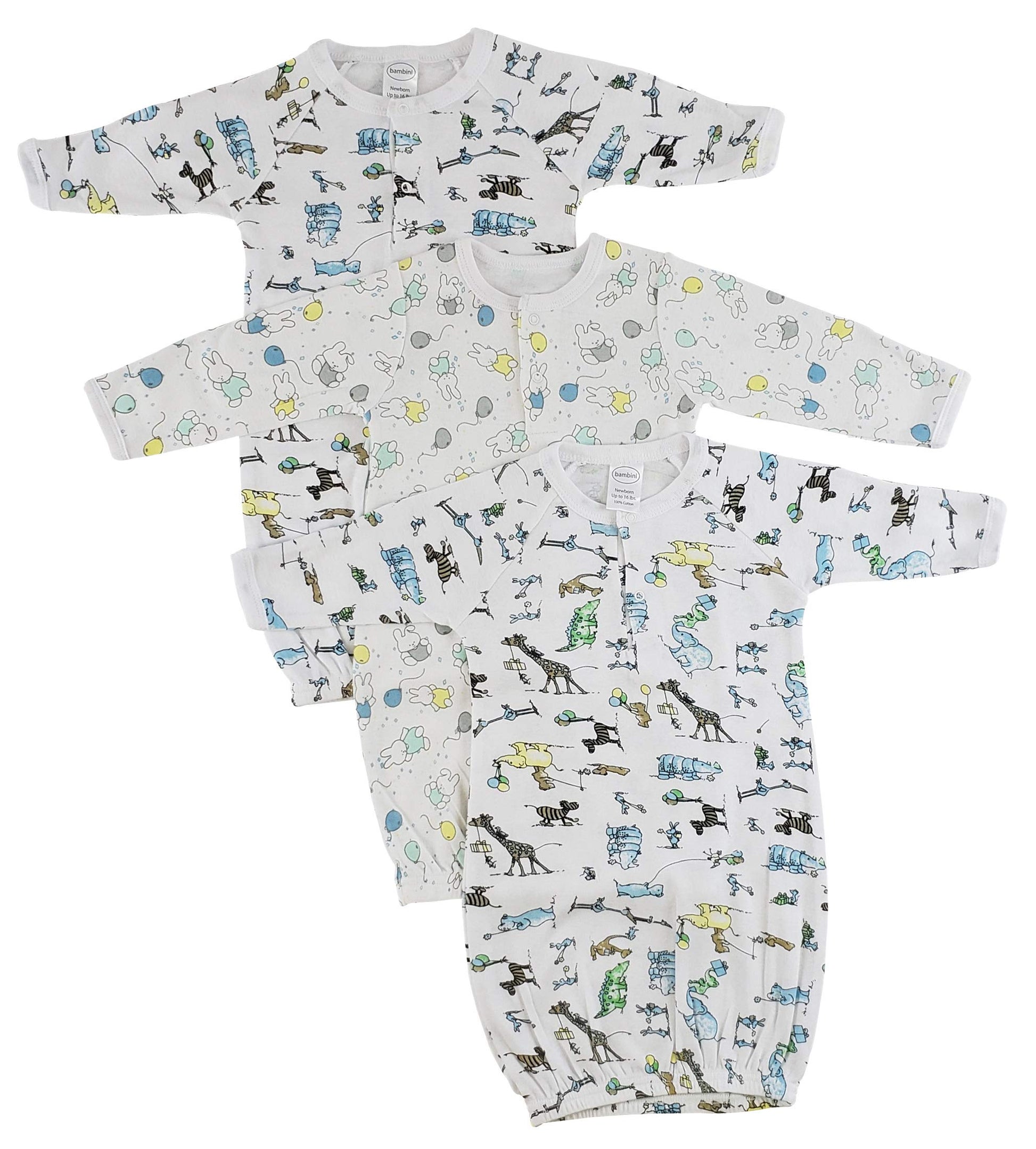 Bambini Infant Gowns - 3 Pack - Newborn