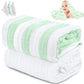 HardNok 5-Piece Muslin Baby Bath Towel Set - 100% Organic Cotton, (2) Large 6-Layer 41x41 Towels & (3) Washcloths, Multi-Use Bla