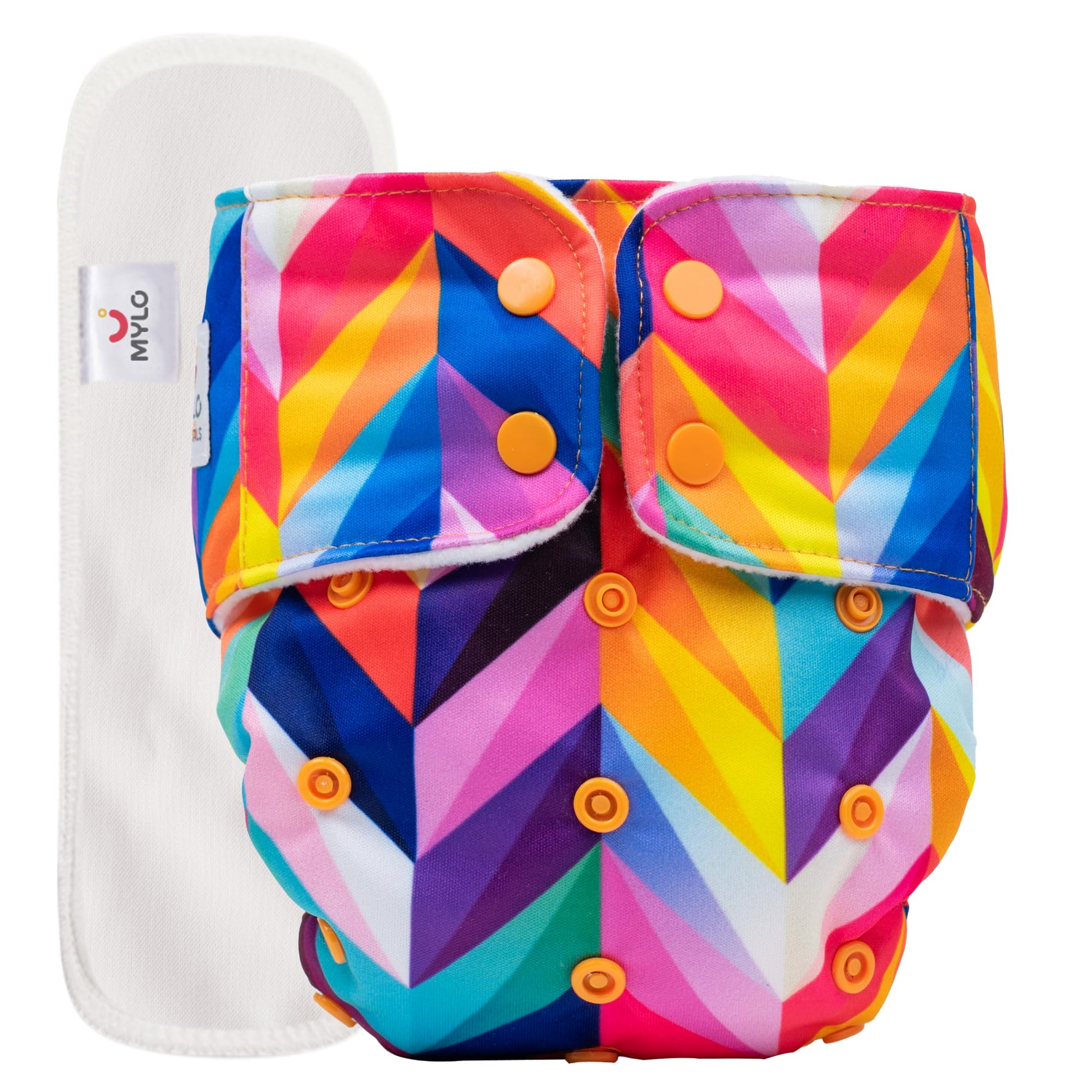 Mylo LeakProof Baby Cloth Diaper Combo (1 Diapers + 1 Inserts) | Free Size (3M3Y) | High Absorption | Quick Dry | OekoTex Cer