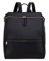 Mia + Sophia Leather Diaper Bag Backpack With Changing Pad, Stroller Straps, Bottle Holder (Black Sophia)