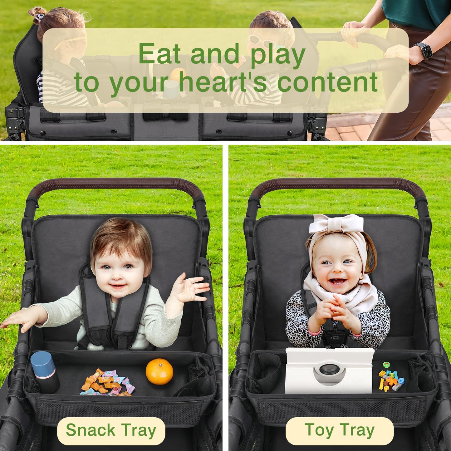 Arouy Stroller Snack Tray Attachment - Universal Stroller Snack Tray For Wonderfold Wagon W4 Accessories - Snack Tray For Kids -