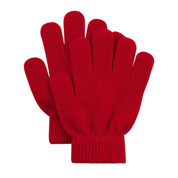 6 Pairs Kids Magic Gloves Winter Warm Full Fingers Gloves Soft Knitted Mittens For Baby Boys Girls Red&Dark Blue&Gray