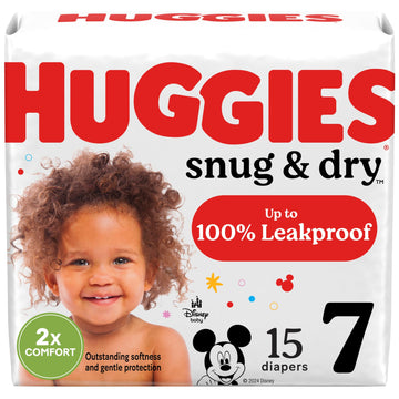 Huggies Size 7 Diapers, Snug & Dry Baby Diapers, Size 7 (41+ Lbs), 15 Count, Packaging May Vary