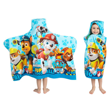 Franco Kids Bath And Beach Soft Cotton Terry Hooded Towel Wrap, 24' X 50', Paw Patrol Blue