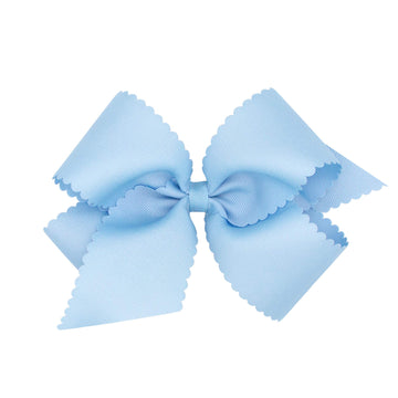 Wee Ones Girls' Classic Grosgrain Hair Bow With Scalloped Edges And Plain Wrap Center On A Weestay Hair Clip, King, Millennium B