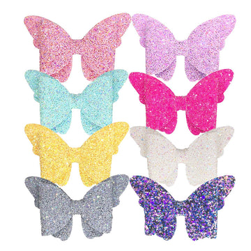 Yazon Baby Girls Glitter Bows Clips Sparkly Butterfly Bows Hair Clips For Toddler Kids Teens 8Pcs