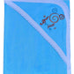 HAFEELA 100% Soft Cotton New Born Baby Hooded Jakard Towel Embroidery  Pack of 1 (Blue)