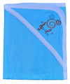 HAFEELA 100% Soft Cotton New Born Baby Hooded Jakard Towel Embroidery  Pack of 1 (Blue)