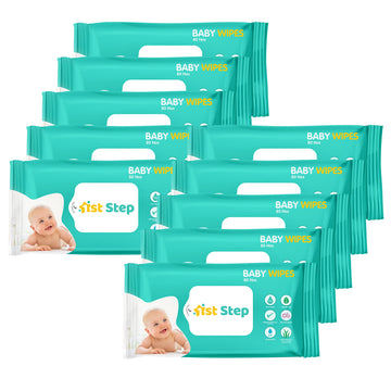 1St Step Baby Wet Wipes Enriched With AloeVera And Jojoba Oil (80Pcs, Pack Of 10)