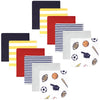 Hudson Baby Unisex Baby Flannel Cotton Washcloths, Sports Fan 12 Pack, One Size
