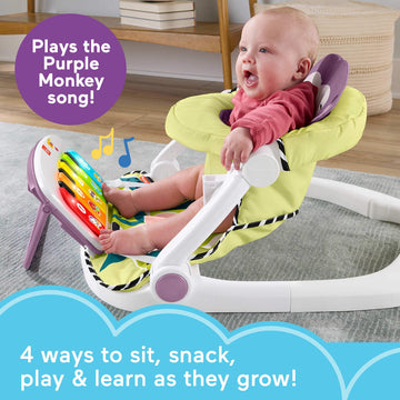Fisher-Price Portable Baby Chair Kick & Play Deluxe Sit-Me-Up Seat With Piano, Learning & Tray For Infants To Toddlers, Purple M