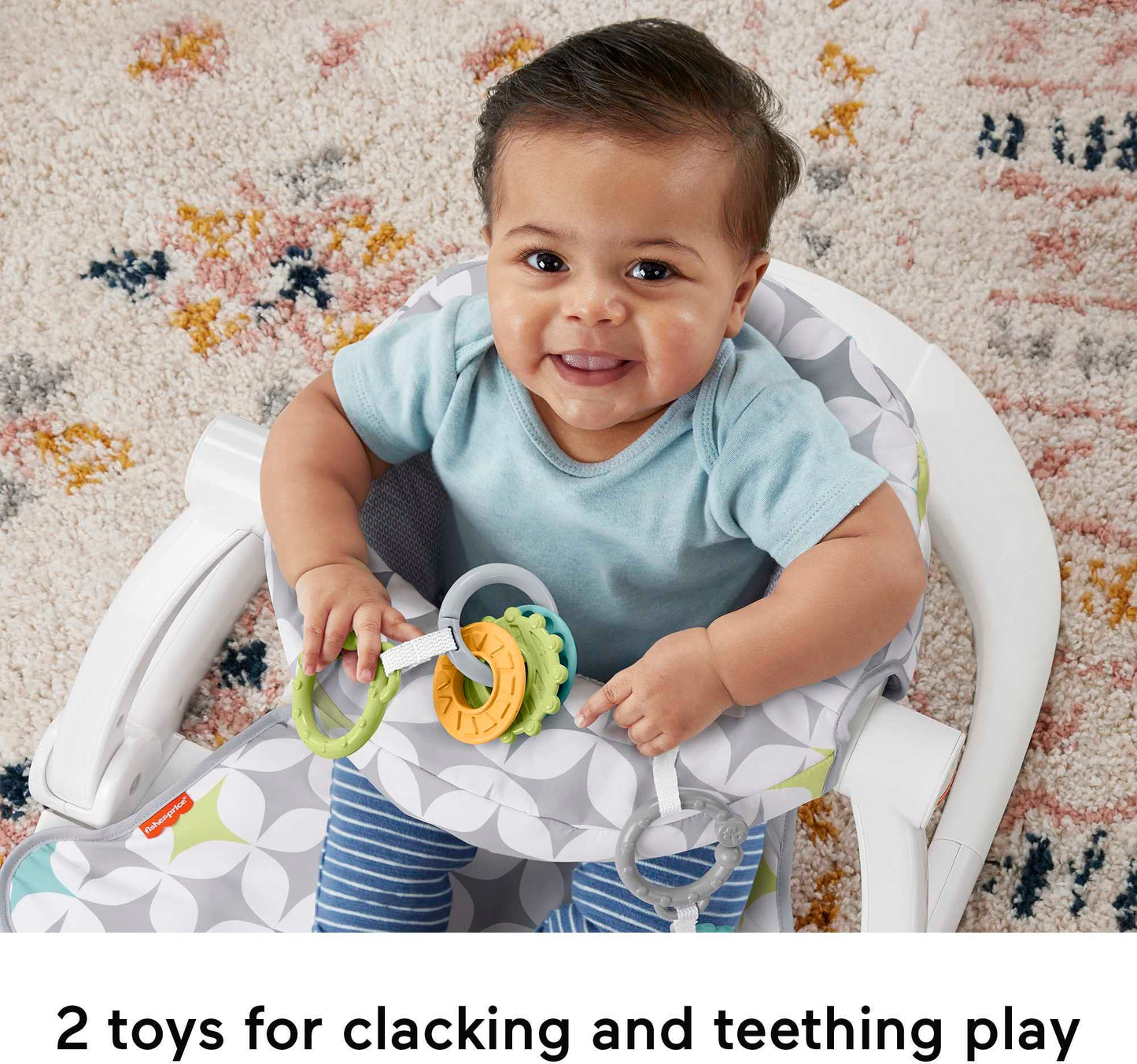 Fisher-Price Portable Baby Chair Sit-Me-Up Floor Seat With Developmental Toys & Machine Washable Seat Pad, Starlight Bursts
