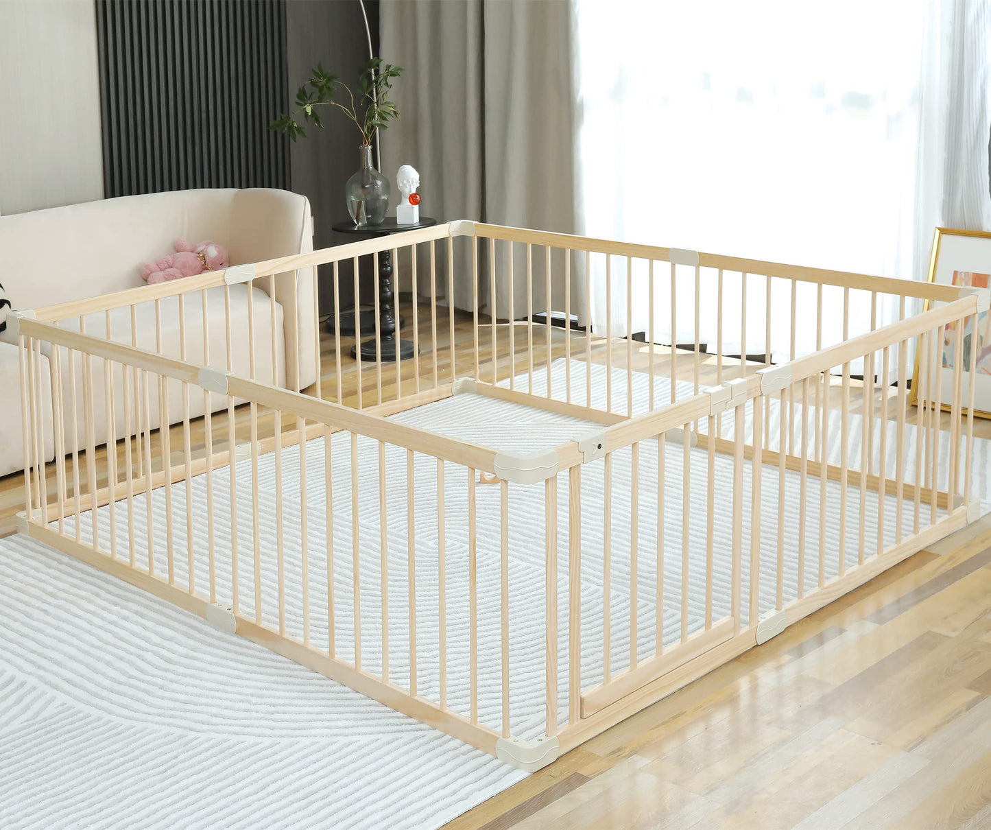 Baby Playpen Play Pen Play Fence Yards Wooden Large,Playpens For Babies And Toddlers Kids Indoor,Baby Play Yards Gym Area,Baby D