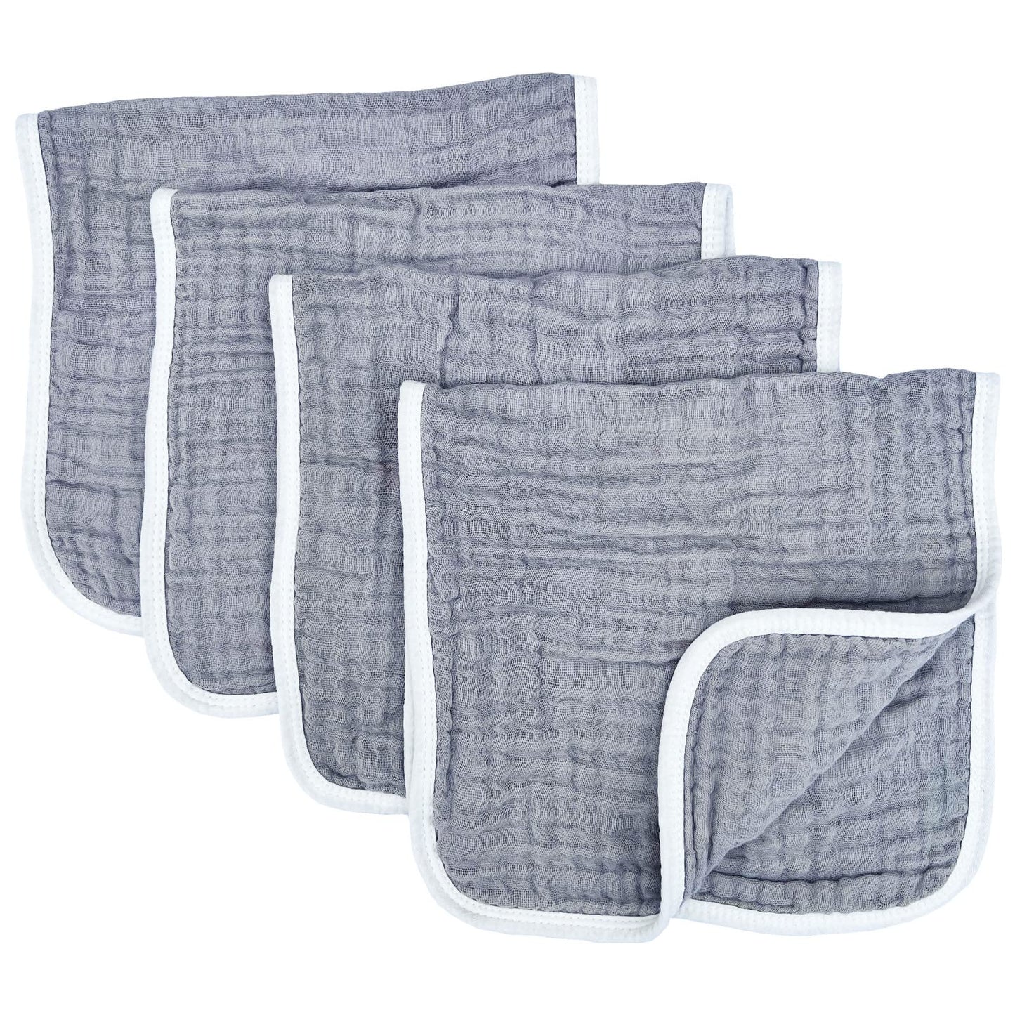 Muslin Burp Cloths Large 20 By 10 Inches 100% Cotton 6 Layers Extra Absorbent And Soft (Grey)