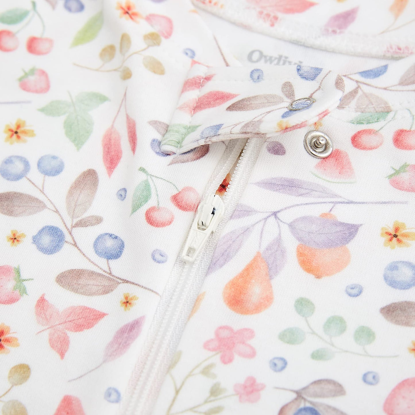 Owlivia Organic Cotton Baby Boy Girl Zip Up Sleep N Play, Footless, Long Sleeve(3-6 Months, Fruit Printing)