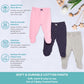 Spasilk Baby Girls Cotton Pull On Footie Pants Leggings With Feet, Pack Of 3, Pink & Gray