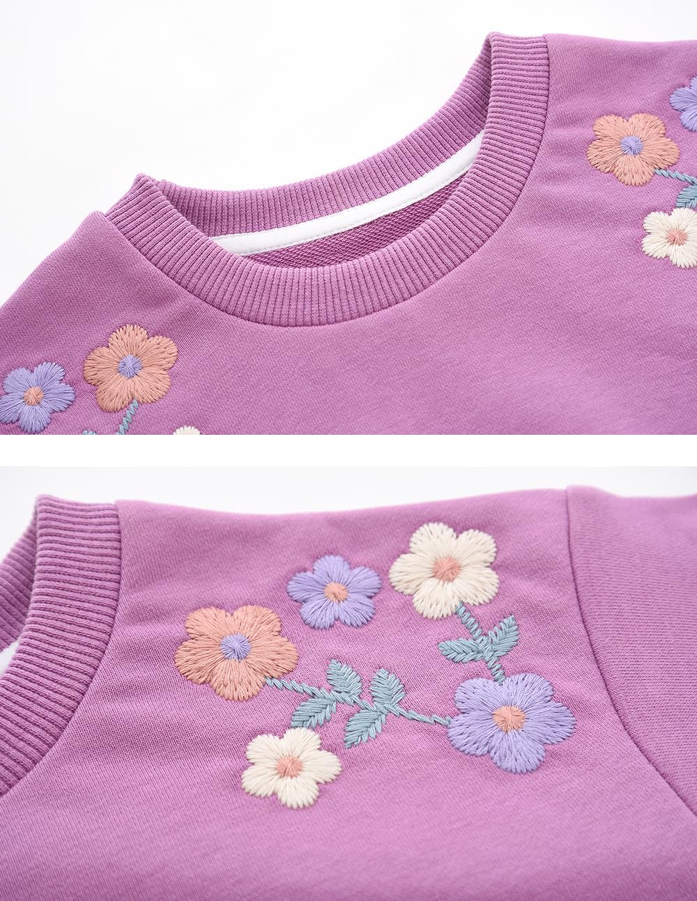 Biniduckling Toddler Crew Neck Sweatshirt Girls 3T Floral Purple
