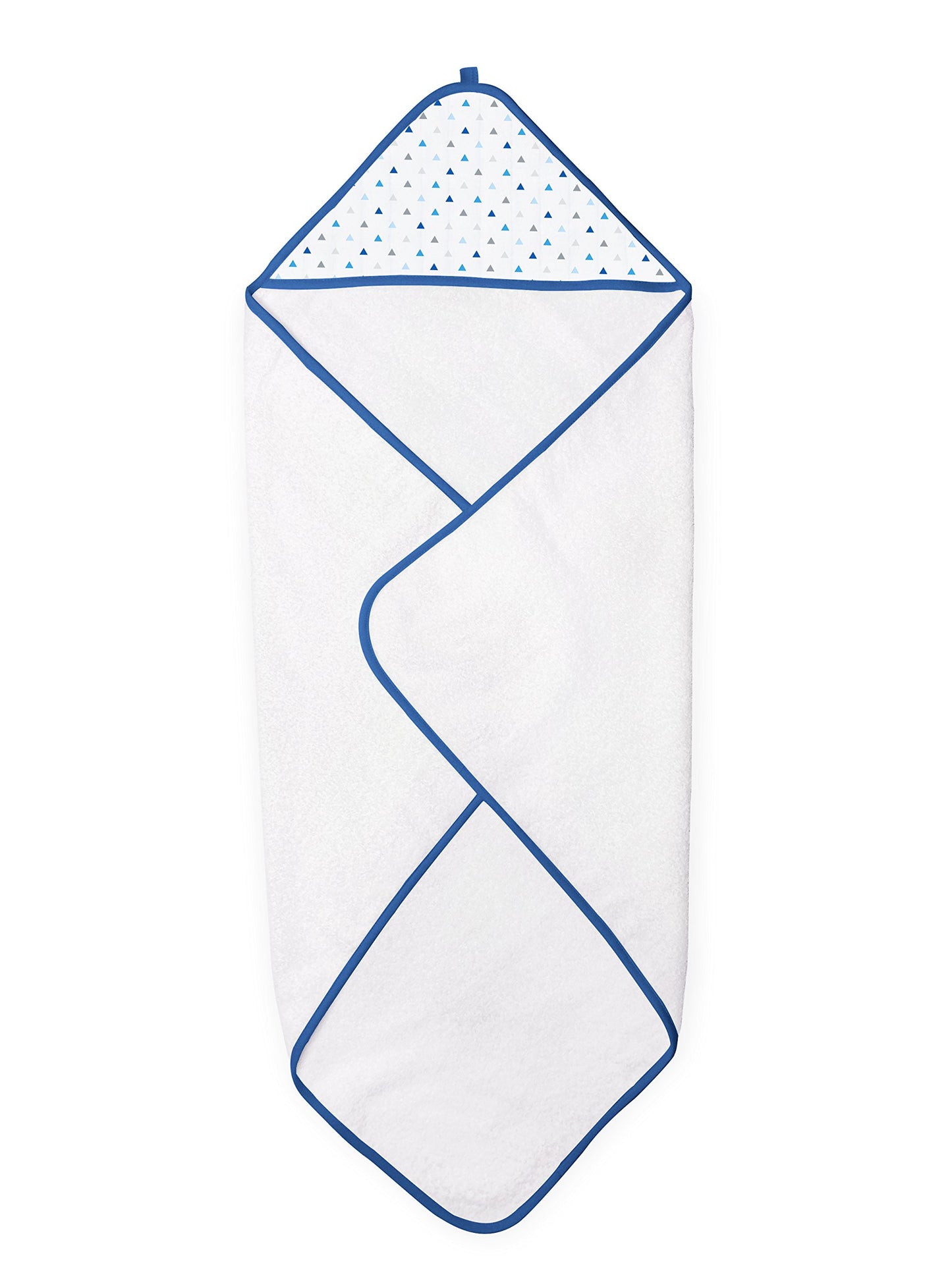 Swaddledesigns Cotton Terry Baby Hooded Towel, Tiny Triangle Shimmer, Blue