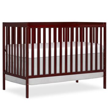 Dream On Me Synergy 5-in-1 Convertible Full-Size Baby Crib - Cherry, Greenguard Gold & JPMA Certified, Converts to Toddler Bed, 