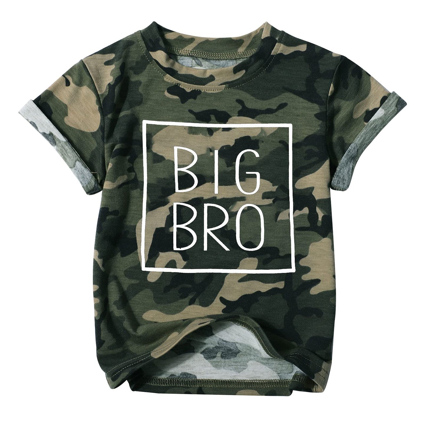 MNLYBABY Big Brother Shirt Toddler Baby Boy Promoted to Big Brother Announcement Tshirt Infant Short Sleeve Clothes Camo