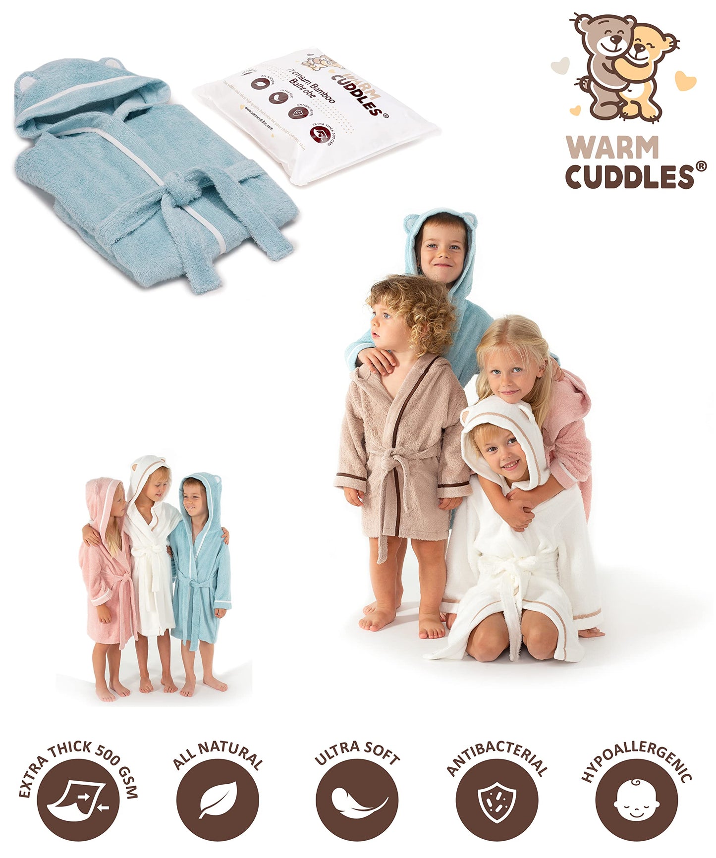 Premium Soft Bath Robe For Toddlers Babies Kids - Organic Bamboo Toddler Robe With Hood - Girls Robe Boys Robe Baby Robe (2-3T,