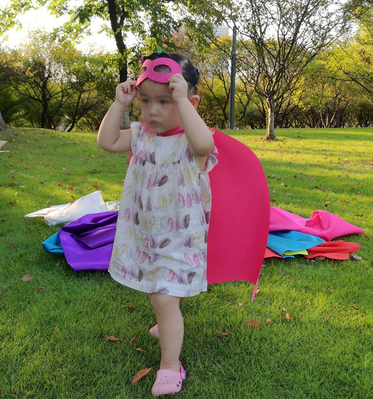 Adjoy Superhero Capes And Masks For Kids Birthday Party 7 Sets - Diy Dress Up Costumes - Bluk Pack (Black)