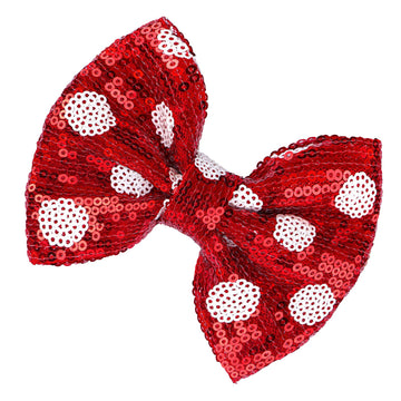Lanmerry Christmas Glitter Hair Bows Clips Large Sequins Bow Hair Clips Red Dot Hair Barrettes Xmas Hairpin Hair Accessories For