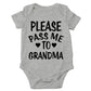 Cbtwear Please Pass Me To Grandma Baby Bodysuit Funny Infant Outfit Cute Newborn Clothes Unisex Romper (6 Months, Heather Grey)