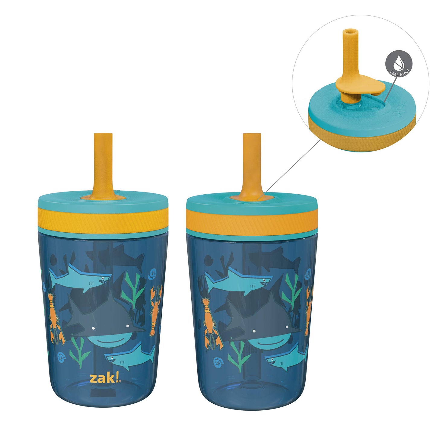 Zak Designs Kelso 15 Oz Tumbler Set, (Underwater) Non-Bpa Leak-Proof Screw-On Lid With Straw Made Of Durable Plastic And Silicon