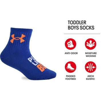 Under Armour Baby Boys Multi Pack Play Essential Quarter Sock, Royal Blue, 2T-4T