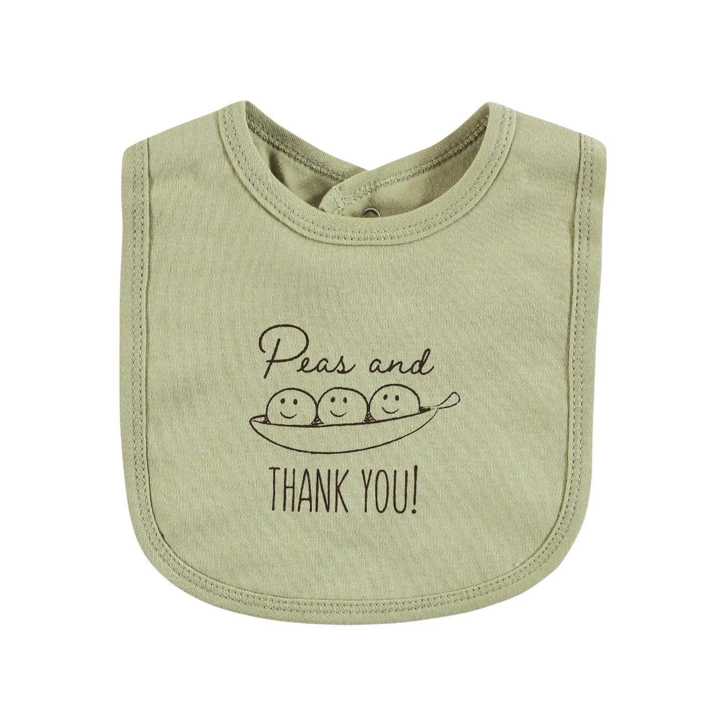 Touched By Nature Unisex Baby Organic Cotton Bibs, Peas And Thank You, One Size