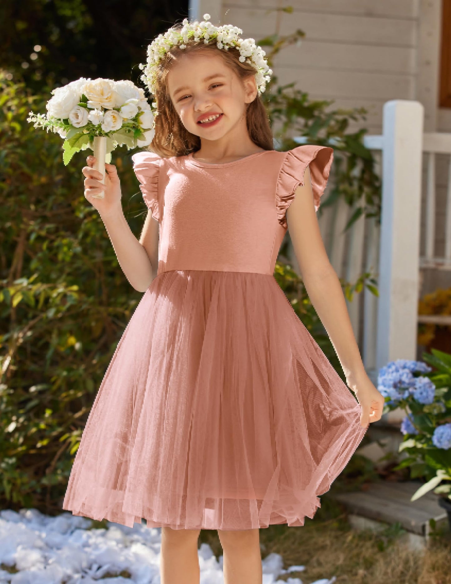 Flypigs Toddler Tulle Dress Flutter Tutu Dresses Cute Pink Valentine Summer Sundress For Little Girls For 4Years