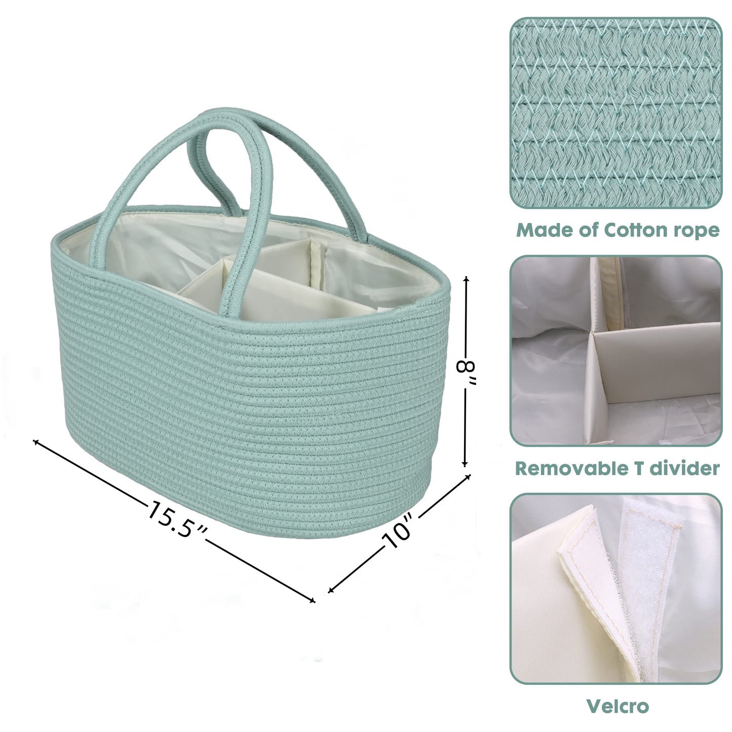 Large Baby Diaper Caddy Organizer For Girl Boy Rope Nursery Storage Bin Basket Portable Holder Tote Bag For Changing Table Car T