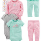 Simple Joys Baby Girls 6 piece Little Character set Sleepwear, Pink/Mint Ruffle, Preemie