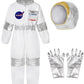 Koatobbor Kids Nasa Astronaut Costumes America Spacesuit For Boys Girls Space Jumpsuit Halloween Dress Up White 3-4T