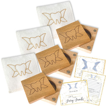 Tooth Fairy Box & Tooth Pouch Holder | Tooth Keepsake Box W/Tooth Fairy Bag I Magnet Closure - Set Of 3