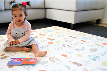 Cushmat Stylish Reversible Foam Play Mat (Large, Alpha - Palm Char) - Soft, Waterproof, Durable Play Mat For Infants, Babies, To