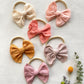 Cherssy Baby Girl Muslin Headbands, 3.5' Cotton Hair Bows Nylon Hairbands For Newborns, Infants, Toddlers - 6Pcs