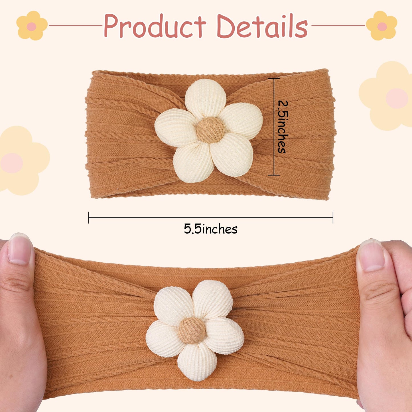 C  Llot 3 Pcs Baby Flower Headbands Baby Girls Nylon Headbands Soft Stretchy Headwear Hair Accessories For Newborn Infant Toddle