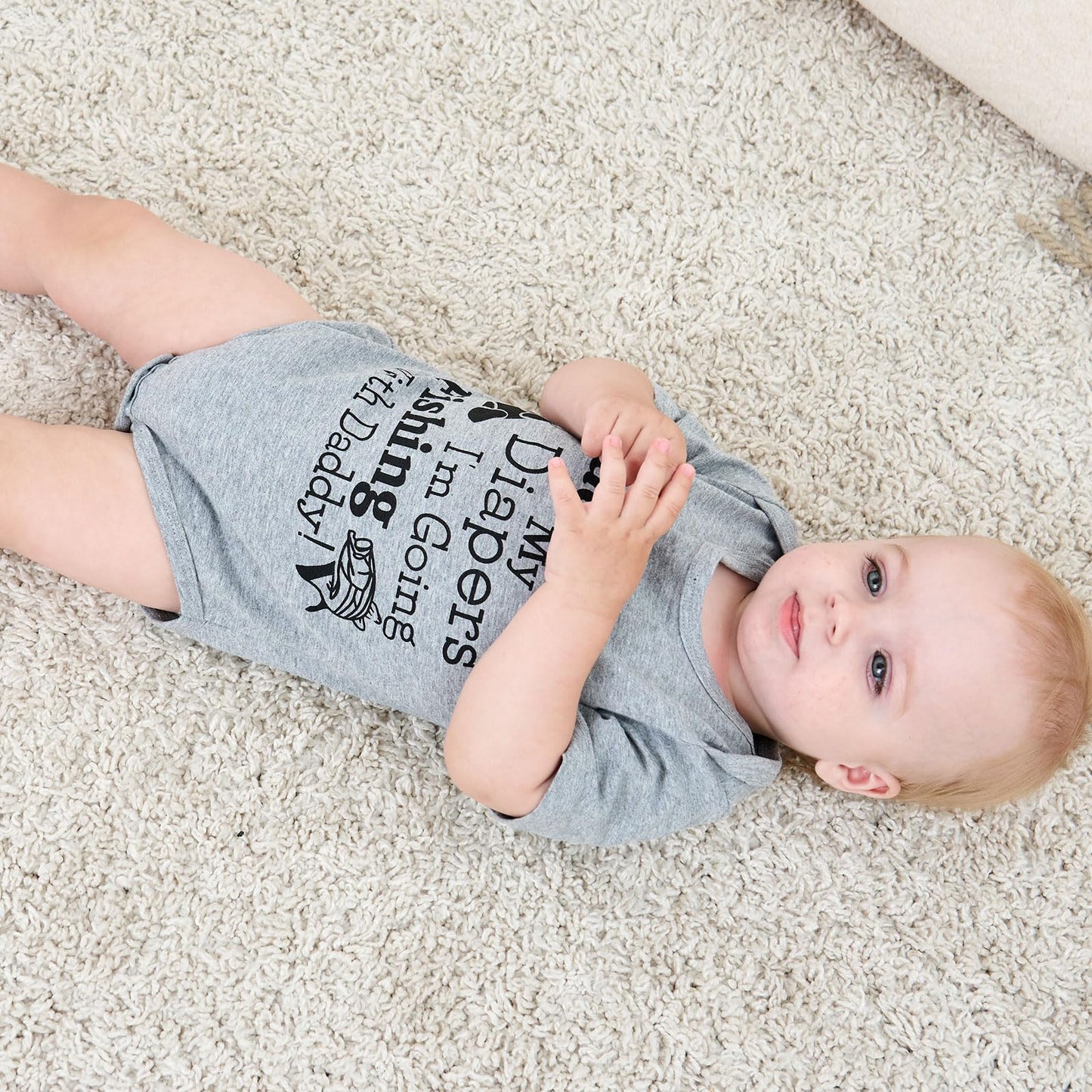 Unicomidea Baby Boys Romper Infant Bodysuit Toddle Short Sleeve Jumpsuit Letter Of Pack My Diapers I M Going Fishing With Daddy