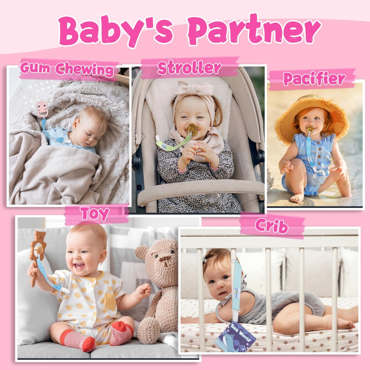 Babygoal Pacifier Clips, 6 Pack Pacifier Holder For Boys And Girls Fits Most Pacifier Styles &Teething Toys And Baby Gifts, 6Mp1