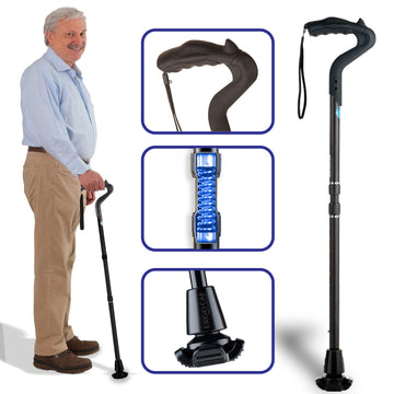 Ergocane 2G By Ergoactives As Seen On Tv. Spring-Assisted Shock Absorber Fully-Adjustable Ergonomic Cane, Newly Released, Equipp