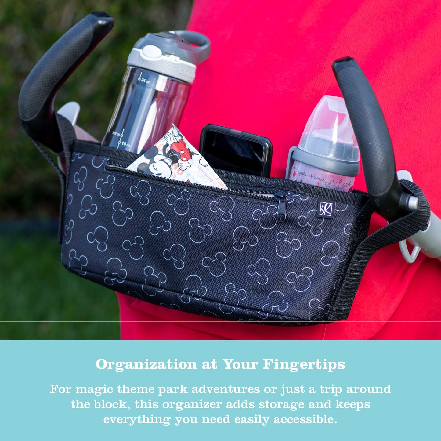 Disney Baby By J.L. Childress Cargo 'N Drinks Parent Tray - Universal Stroller Organizer - Stroller Accessory With Insulated Cup