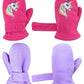 N'Ice Caps Baby Toddler Mittens Kids 2 Pairs Fleece Gloves Winter Warm Sherpa Lined (Fuchsia Unicorn/Light Purple Solid Pack, 4-