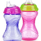 Nuby 2-Pack No-Spill Easy Grip Clik-It Cups, 10 Ounce, Colors May Vary