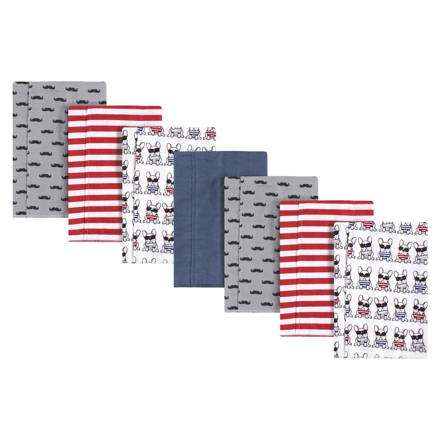 Hudson Baby Unisex Baby Cotton Flannel Burp Cloths, French Dog, One Size