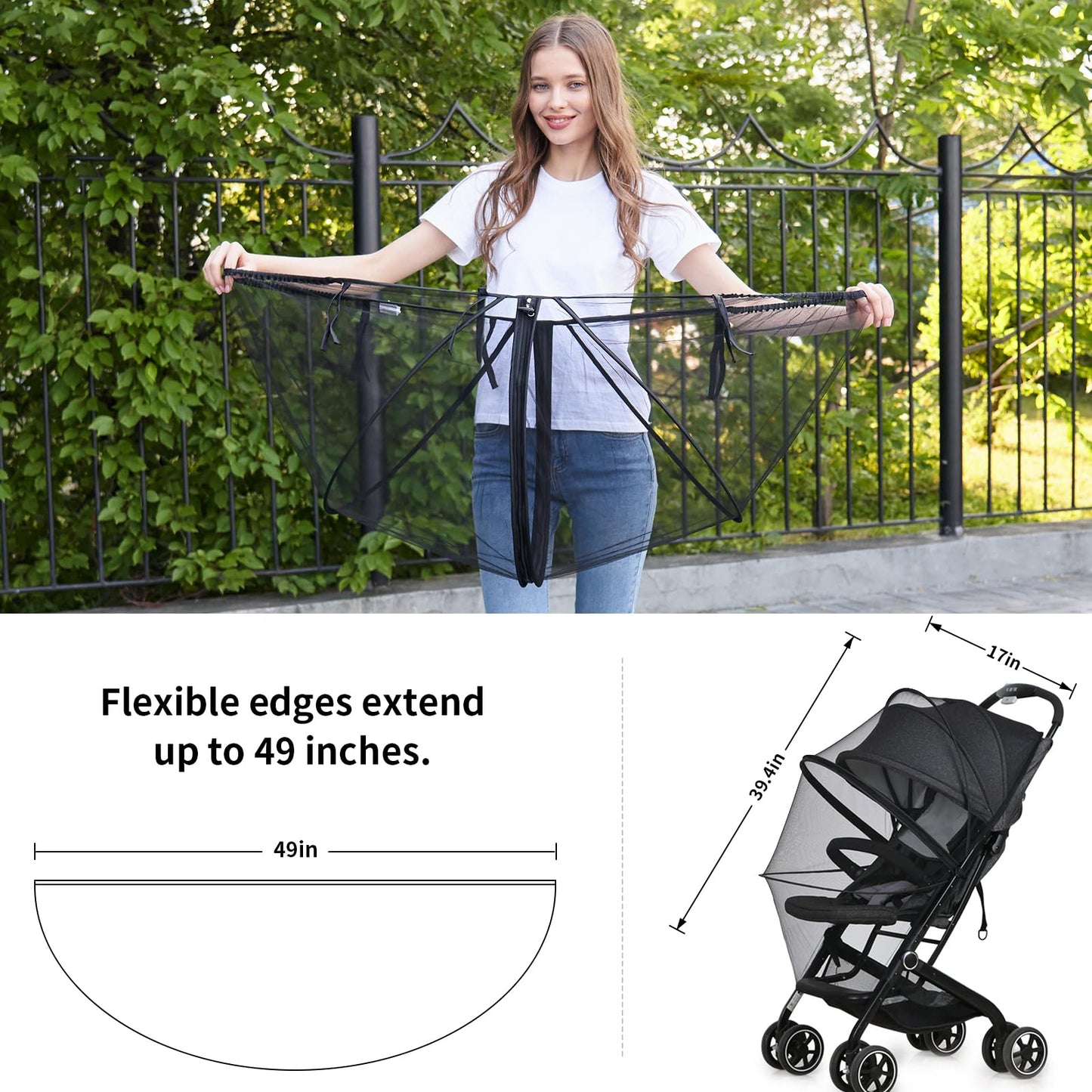Duomi 2-In-1 Stroller Sun Shade And Mosquito Net Cover - Universal Breathable Baby Cover With Two-Way Zipper For Extender