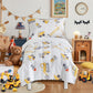 4 Pieces Construction Toddler Bedding Set for Boys Yellow Engineering Vehicle Toddler Bed Set with Bulldozer Tipper Truck Crane 