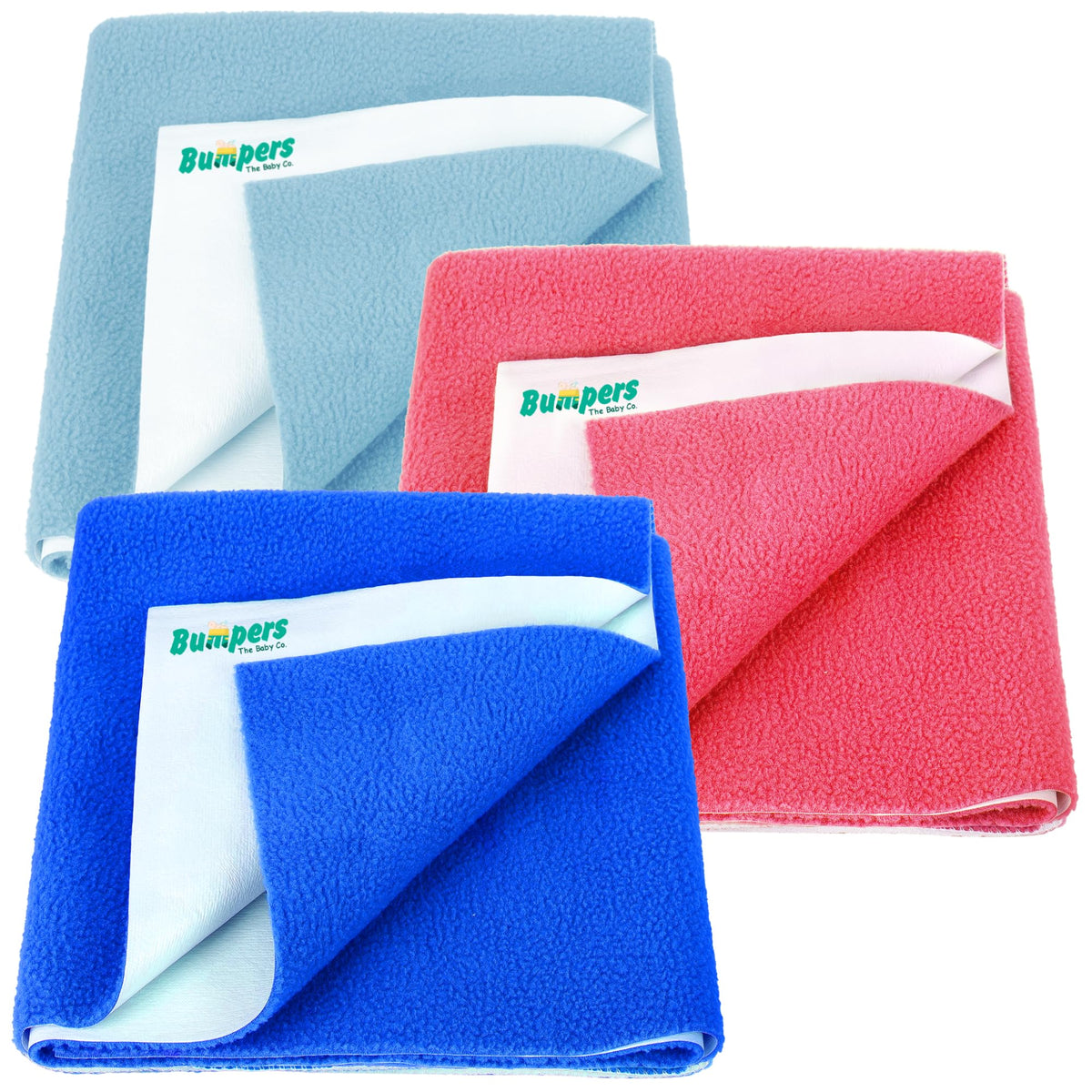 Bumpers AntiPiling Quick Dry & Absorbent Sheet Polycotton Baby Bed Protecting Waterproof Mat (Royal Blue, Salmon Rose, Light Bl